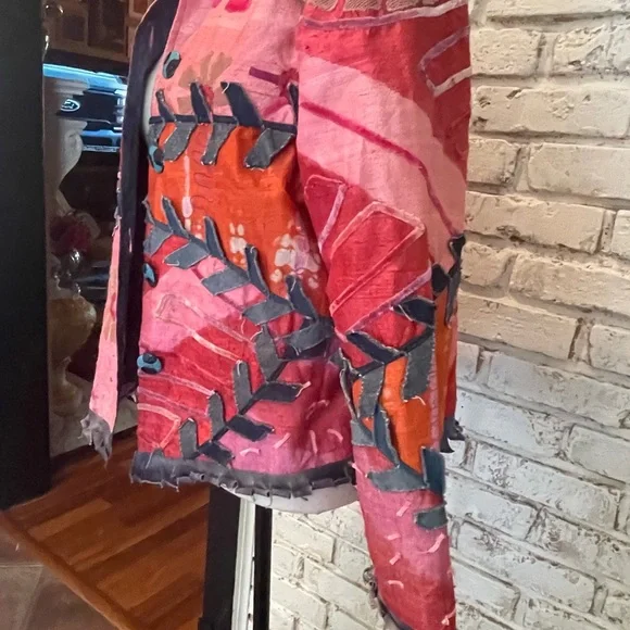 Artistic Pink and Gray Women's Blazer - Picture 2 of 9